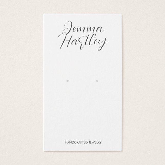 Visningen Modern Simple Script Black White Earring Visitkort (Framsidan)