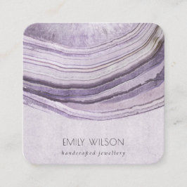 Visningen Mute Mauve Lilac Agate Earthy Necklace Fyrkantigt Visitkort