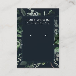 Visningen Navy Black Ram Foliage Earring Necklace Visitkort