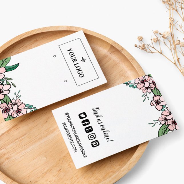 Visningen Peach Blommar Logotyp Social Media Earri Visitkort (Skapare uppladdad)
