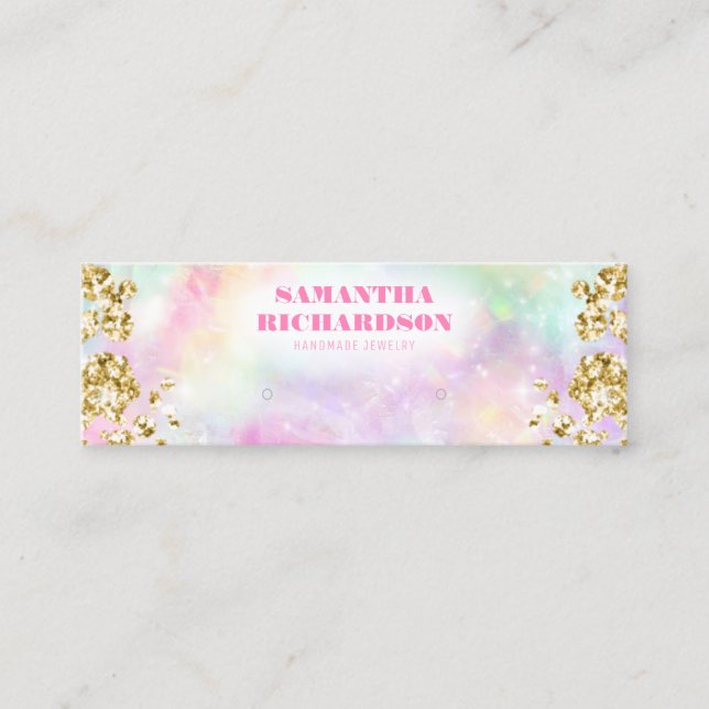 Visningen Rainbow Guld HoloGraph Earring Holder Mini Visitkort (Framsida)