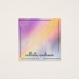 Visningen Rainbow HoloGraph Glitter Ombre Ring Fyrkantigt Visitkort