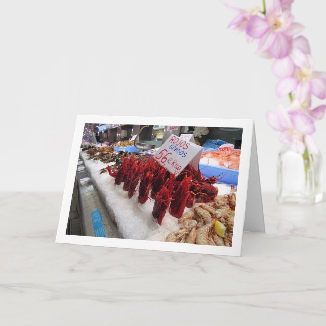 Visningen räka vid Mercado Central i Valencia Kort (Orkide)