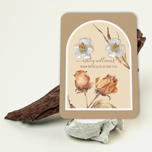 Visningen Retro Arch Script Ro Earring  Visitkort (Retro Arch Script Rose Earring Display Business Card)