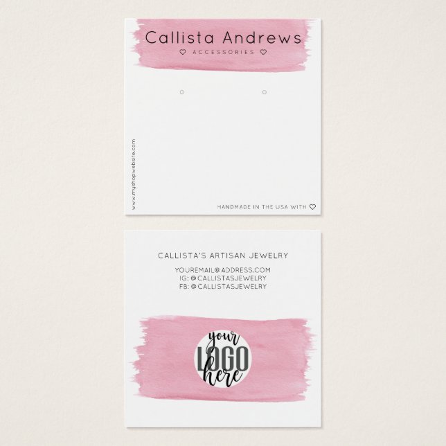 Visningen rosa Vit vattenfärg, penshlinjeavbildnin Fyrkantigt Visitkort (Framsida & baksida)