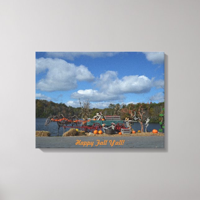 Visningen Rustic Autumn | Lycklig Fall Ya'll Quote Canvastryck (Framsida)