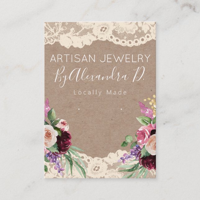 Visningen Snöre Flower Kraft Handmade judiska höjn Visitkort (Framsida)