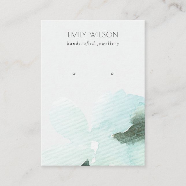 Visningen Stud Earring Abstrakt för Aqua Blue Blom Visitkort (Framsida)
