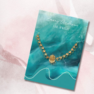 Visningen Teal Designer Jewelry Necklace Holder Visitkort