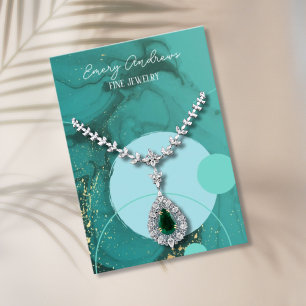 Visningen Teal Designer Jewelry Necklace Holder Visitkort