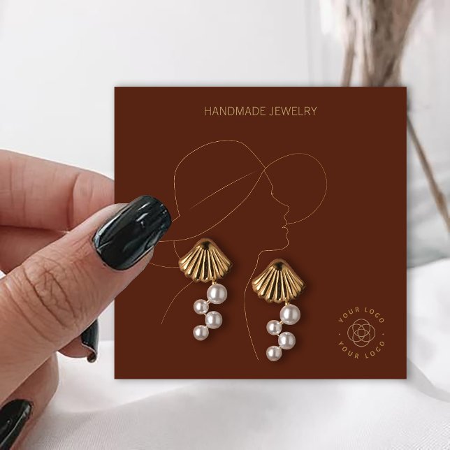 Visningen Terracotta Dam Jewelry Earrings Fyrkantigt Visitkort (Skapare uppladdad)