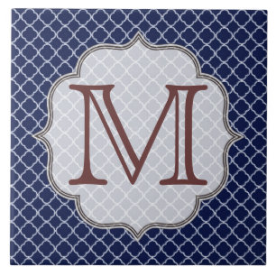 Visningen Tile Navy Blue Quarterfoil Latti Monogra Kakelplatta
