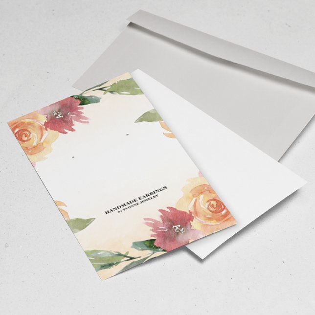 Visningen vår Orange Red Blommigt Earring  Visitkort (Skapare uppladdad)