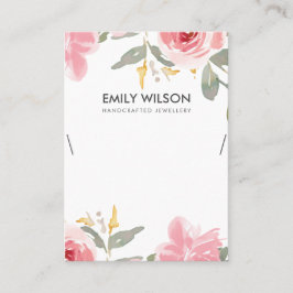 VISNINGEN VATTENFÄRGNECKLAS I BLOMMIGT ROSA ROS VISITKORT