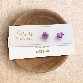 Visningen Warm Silver Grått Ombre Script Stud Earr Litet Visitkort