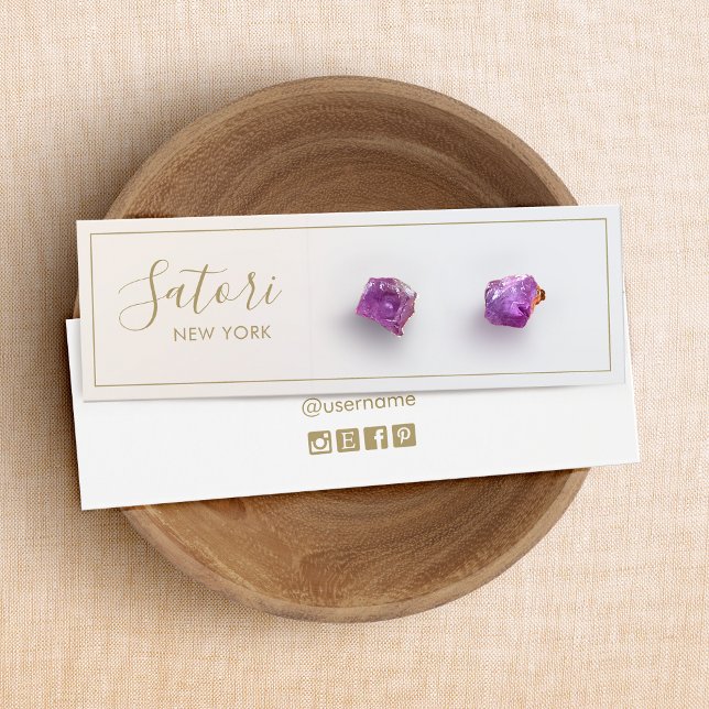 Visningen Warm Silver Grått Ombre Script Stud Earr Litet Visitkort (Skapare uppladdad)