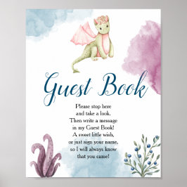 Visningens tecken på Dragon Baby Shower Guest Bok Poster