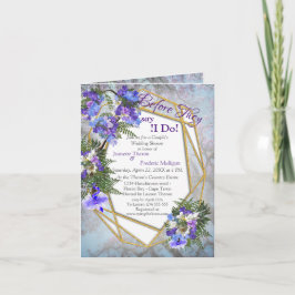 Visningsdocka för Geometric Guld & Jacaranda Flowe Inbjudan