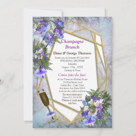 Visningsdocka för Geometric Guld & Jacaranda Flowe Inbjudningar