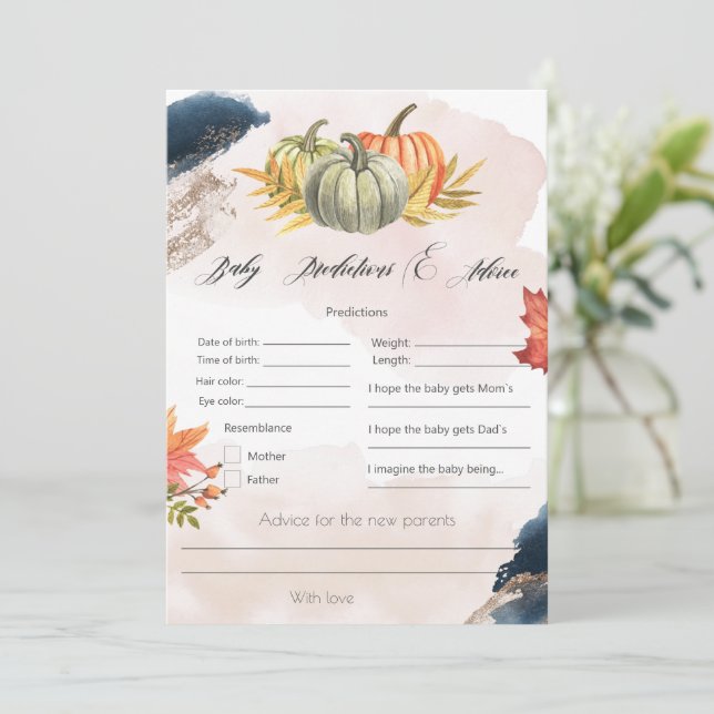 Visningskort för Baby Predications & Advice Pumpki Inbjudningar (Stående Fram)
