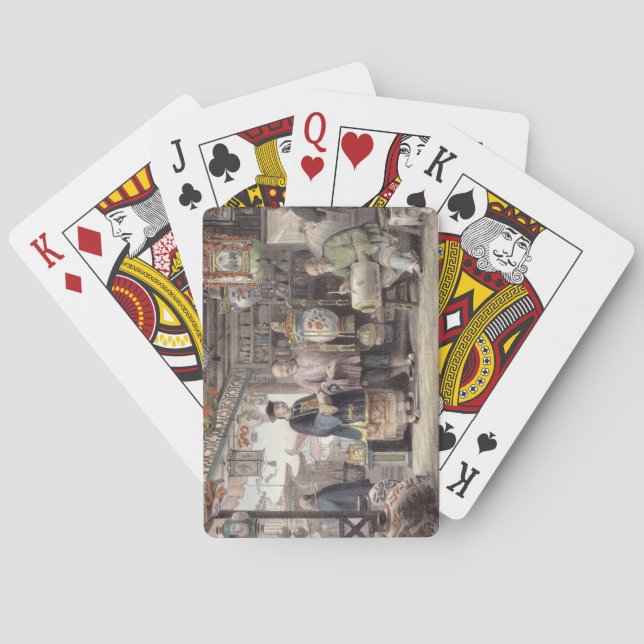 Visningslokal av en lyktaköpman i Peking, från 'Ch Spelkort (Baksidan)