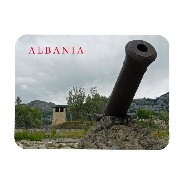 Visningsmagnet för cannon i Albaniens Kruje Castle Magnet (Horisontell)