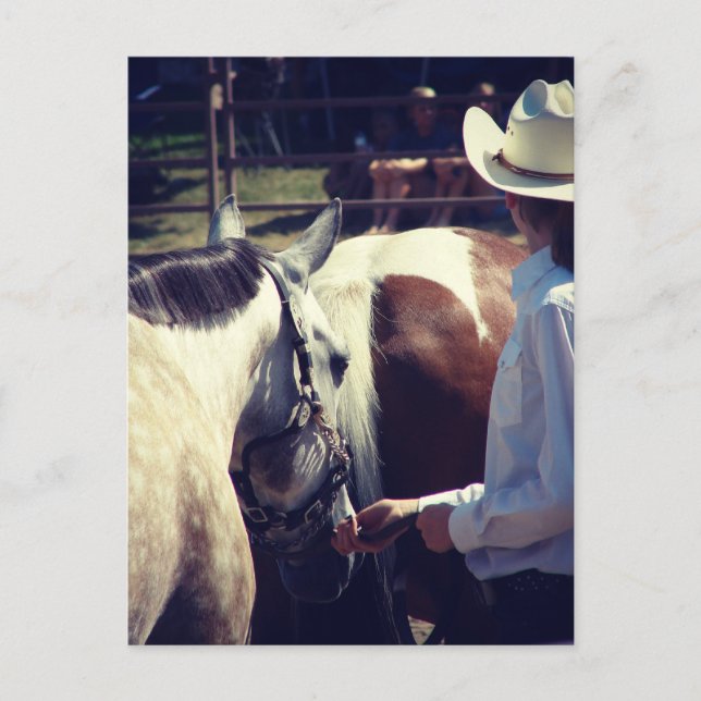 Visningsmanskap vid en hästshow vykort (Framsida)