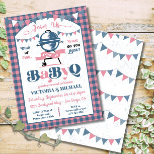 Visningsprogram för Gender av baby Q Barbecue Inbjudningar