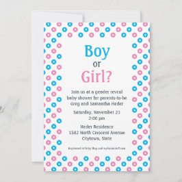 Visningsprogram för Gender av rosa och blå diagona Inbjudningar