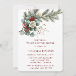 Visningsprogram för par vid Winter Blommigt Red Vi Inbjudningar