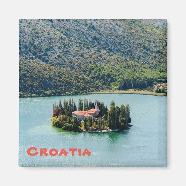 Visovac-klostrets ö i Krka NP - Kroatien Magnet (Framsidan)