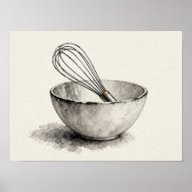 Visp och skål Bakvägg Konst Kök Poster