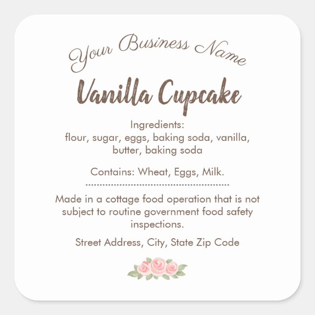 Visp & Värme Vanilj Cupcake Ingredienser Etikett (Framsida)