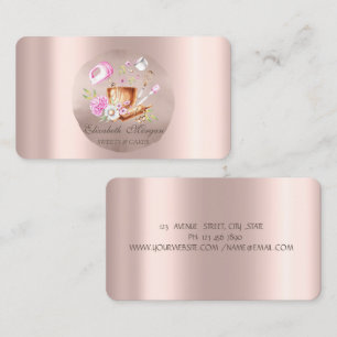 Vispa blommor Rose Gold Circle Visitkort