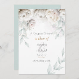 Viss skugga | Elegant Alabaster White Peonies Inbjudningar