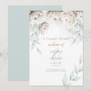 Viss skugga Elegant Alabaster White Peonies Inbjudningar