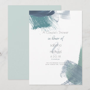 Viss skugga   Modern Teal Brushstrokes Inbjudningar