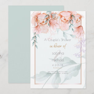 Viss skugga Trendig Coral Aquarelle Peonies Inbjudningar