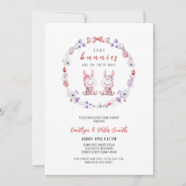 Vissa bunnier är på väg, Twillingar babyskor Inbjudningar