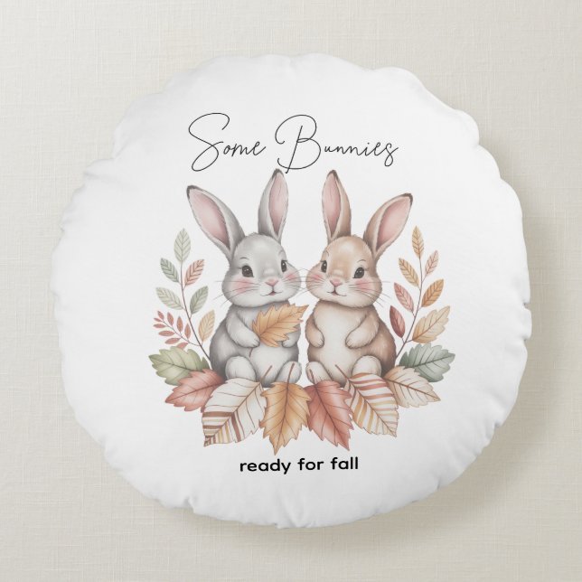Vissa Bunnies Redo för Fall Rund Kudde (Framsidan)
