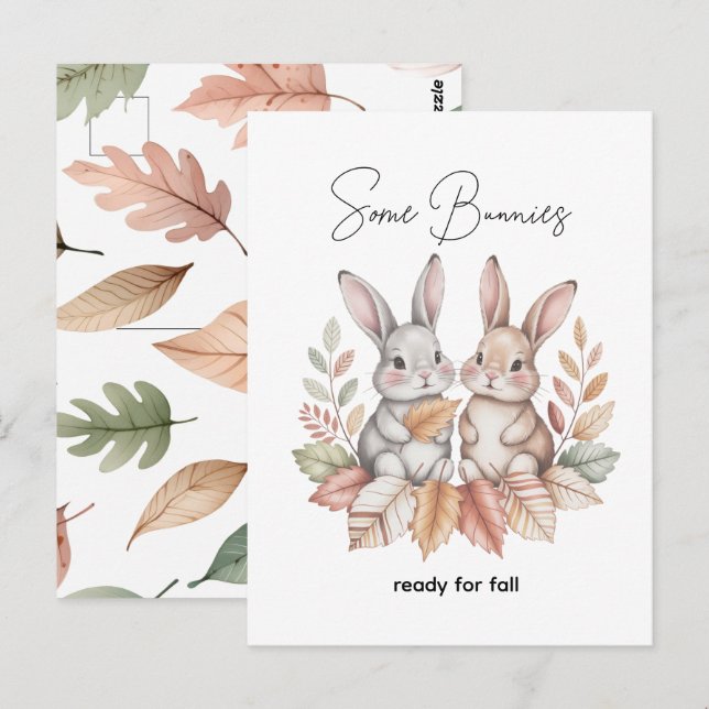 Vissa Bunnies Redo för Fall Vykort (Fram/baksida)