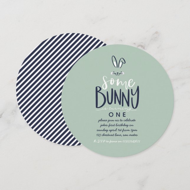 VISSA BUNNY FÖDELSEDAGSFEST INBJUDAN (Fram/baksida)