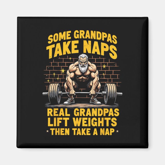 Vissa farfar tar Naps riktiga Grandpas Hiss-vikter Magnet (Framsidan)