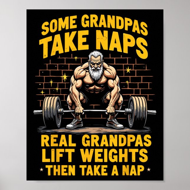 Vissa farfar tar Naps riktiga Grandpas Hiss-vikter Poster (Framsidan)