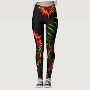 Vissa gräs- och löv- och brandblommor leggings