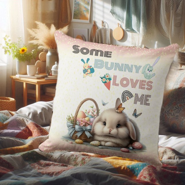 Vissa Kärlek Me Påsk Tradition Eggs Basket Kudde (Some Bunny Loves Me Easter Tradition Eggs Basket Throw Pillow)