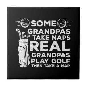 Vissa morfar tar Naps Real Play Golf Funny Golfe Kakelplatta