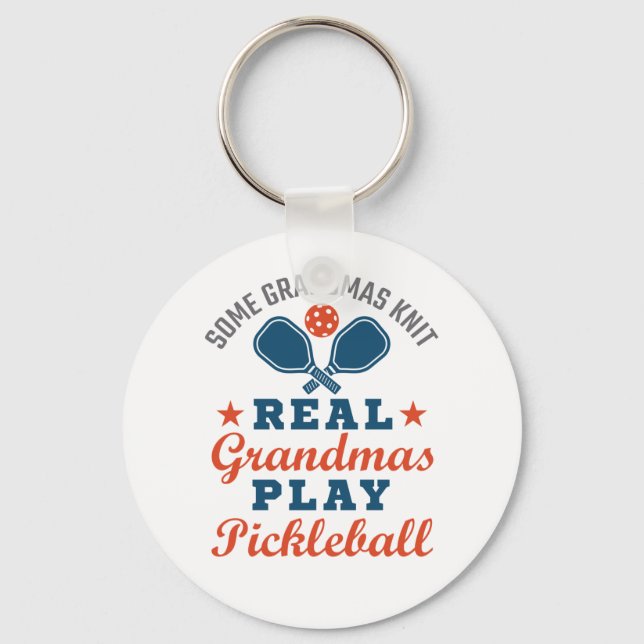Vissa mormas Sticka Real Grandmas Play Pickleball Nyckelring (Framsida)