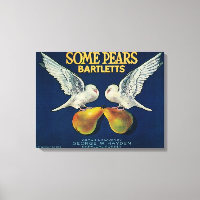 Vissa päron Pear Pear Låda LabelNapa, CA Canvastryck (Framsida)