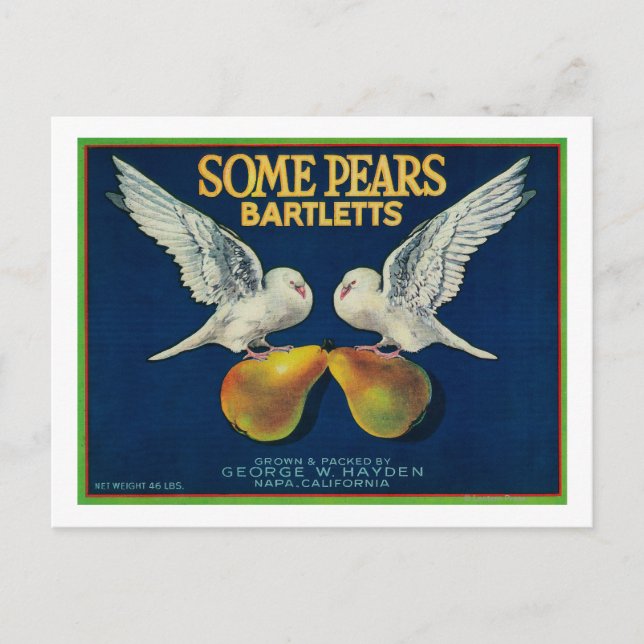Vissa päron Pear Pear Låda LabelNapa, CA Vykort (Framsida)